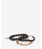 Express Mens Set Of Three Bead Leather Chain Bracelets