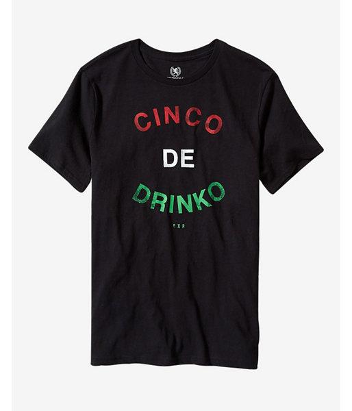 Express Mens Black Cinco De Drinko Graphic T-shirt