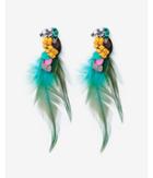 Express Womens Beaded Feather Toucan Earrings