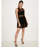 Express Womens Dotted Mesh Bandeau Fit And Flare Dress