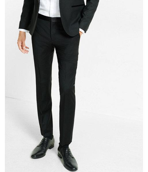 Express Mens Skinny Innovator Black Wool Blend Tuxedo Pant