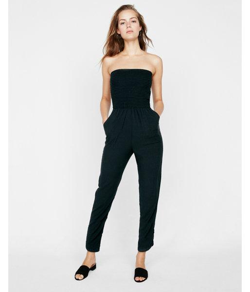 Express Womens Strapless Smocked Jumpsuit