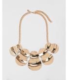 Express Womens Hammered Circle Metal Statement Necklace