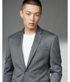Express Modern Producer Dark Gray Wool Blend Oxford