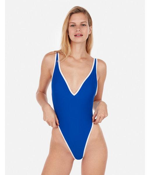Express Womens Binded Deep V Ultra High Leg One-piece