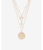 Express Womens Nested 3 Layer Charm Necklace
