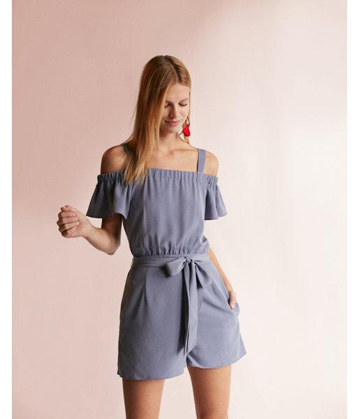 Express Womens Cold Shoulder Tie Waist Romper