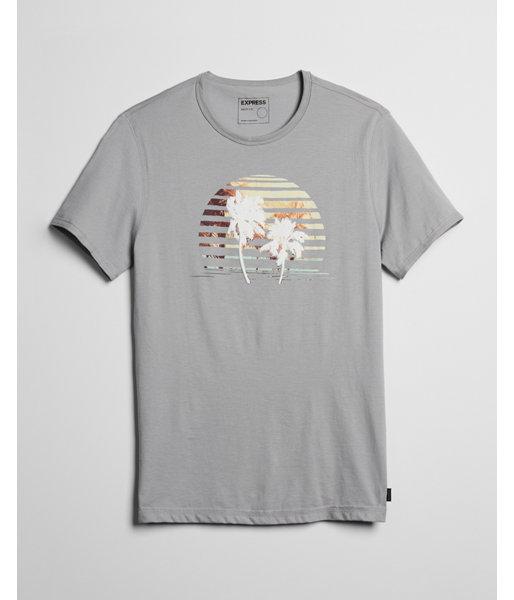 Express Mens Palm Tree Crew Neck Graphic Tee