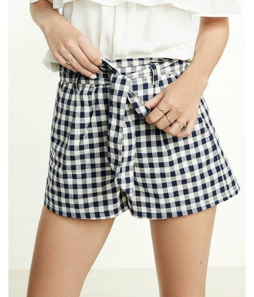 Express High Waisted Gingham Print Sash Waist