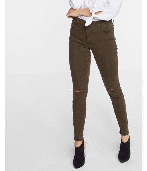 Express Womens Mid Rise Knee Slit Stretch+