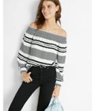 Express Womens Striped Smocked Off The Shoulder Long