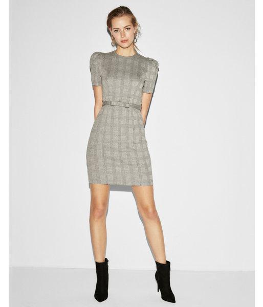 Express Womens Petite Puff Shoulder  Dress