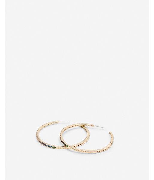 Express Womens Rainbow Cubic Zirconia Hoop Earrings