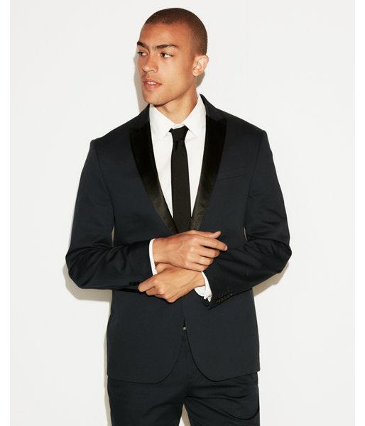 Express Mens Slim Navy Cotton Sateen Tuxedo Jacket