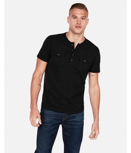 Express Mens Express Mens Moisture-wicking Performance Stretch Signature Two Pocket Henley