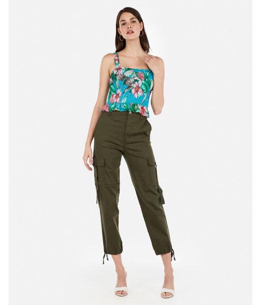 Express Womens Cropped Floral Smocked Tank Top