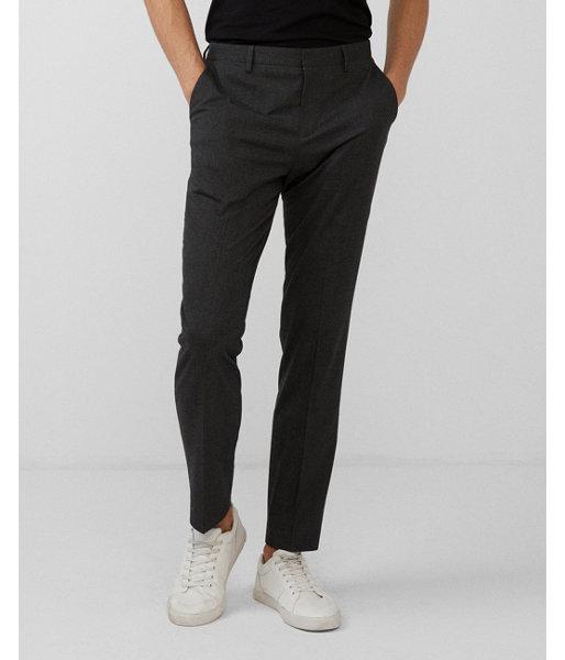 Express Mens Classic Dark Charcoal Plaid Dress Pant