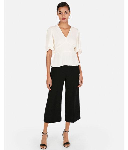 Express Womens Flutter Sleeve Peplum Hem Top