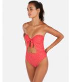 Express Womens Printed Bandeau Tie Front One-piece