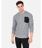 Express Mens Long Sleeve Woven Zip Pocket Tee