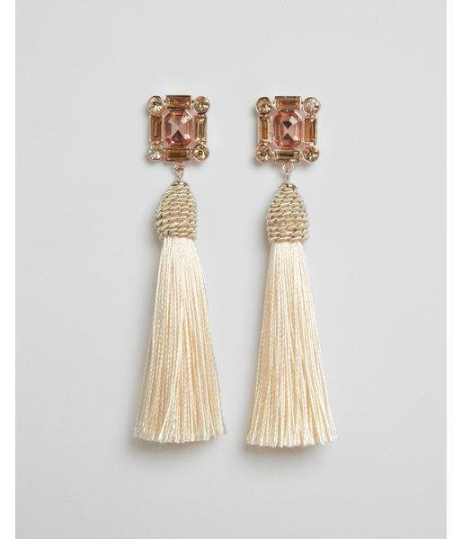 Express Womens Baguette Wrapped Tassel Drop Earrings