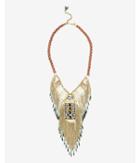 Express Womens Bead And Chain Fringe Bib Necklace