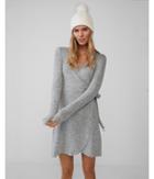 Express Womens Heathered Cozy Wrap Dress