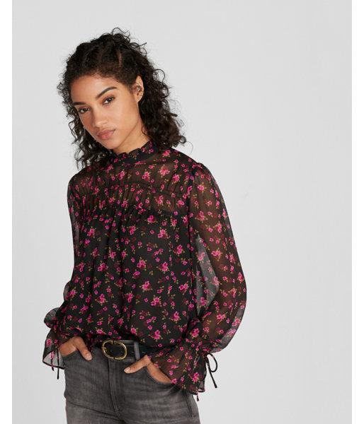 Express Womens Petite Floral Tie Sleeve