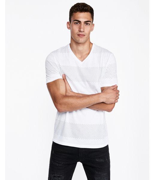 Express Mens Dot Print V-neck Tee