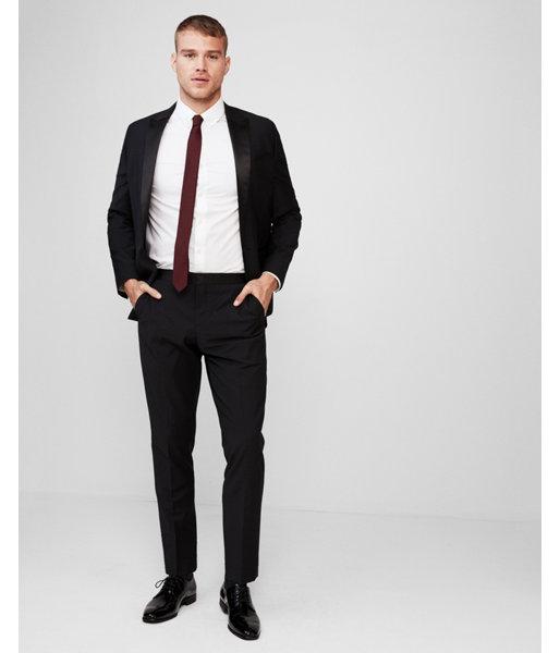 Express Mens Slim Black Performance Stretch Wool Blend Tuxedo Pant