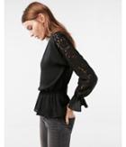 Express Womens Deconstructed Lace Inset Blouse