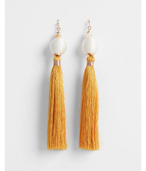 Express Womens Ball Top Tassel Drop Earrings