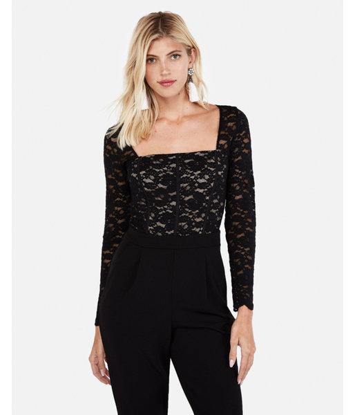 Express Womens Lace Bodice Jumpsuit