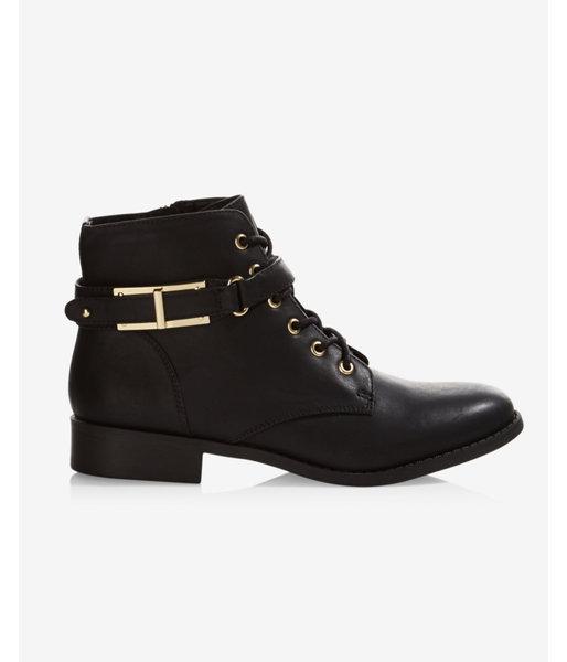 Express Womens Side Zip Combat Bootie