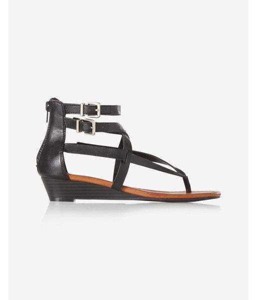 Express Womens Strappy Buckle Wedge