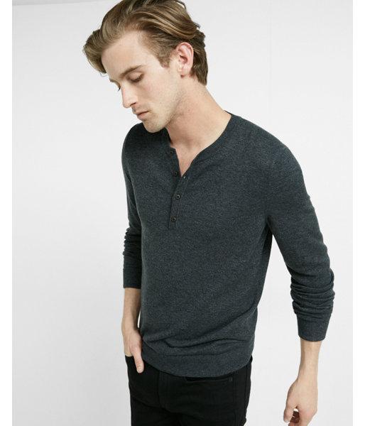 Express Mens Merino Wool Blend Henley