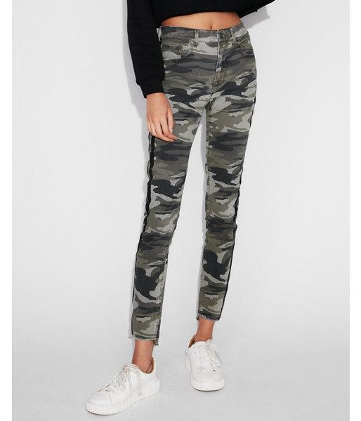Express Womens Mid Rise Camo Glitter Sexy Stretch Ankle