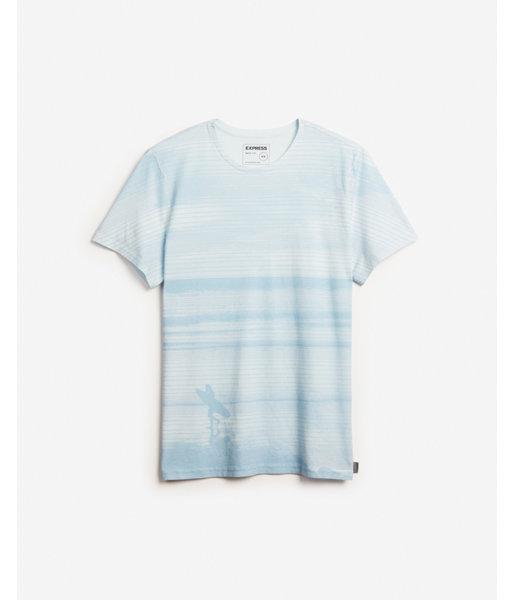 Express Mens Stripe Surf Crew Neck Graphic Tee