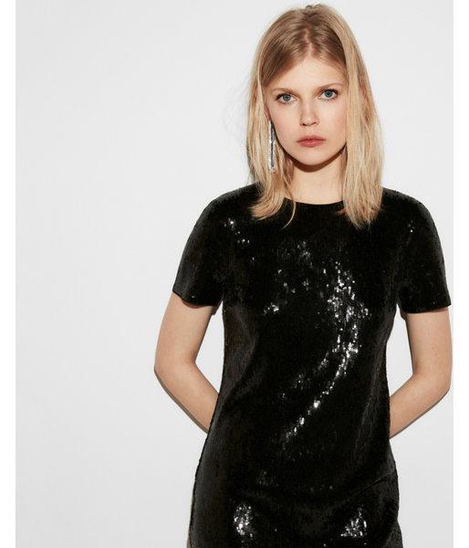 Express Womens Sequin Short Sleeve