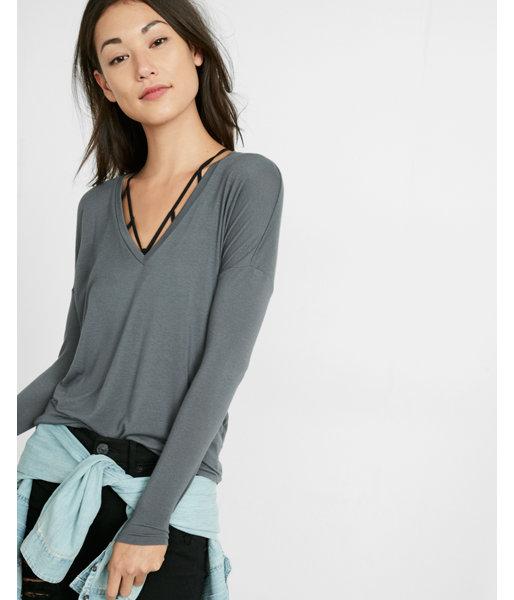 Express Womens Express One Eleven V Neck London Long