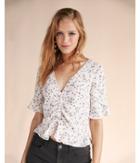 Express Womens Floral Tie Front Blouse