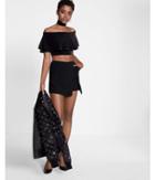 Express Womens Ruffle Off The Shoulder Choker Top