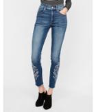 Express Womens High Waisted Embroidered Stretch Ankle Jean