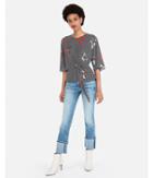 Express Womens Petite Floral Cut-out Tie Front Top