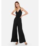 Express Womens Satin Wide Leg Cross Back Jumpsuit