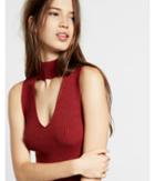Express Ribbed Sleeveless Cut-out Choker