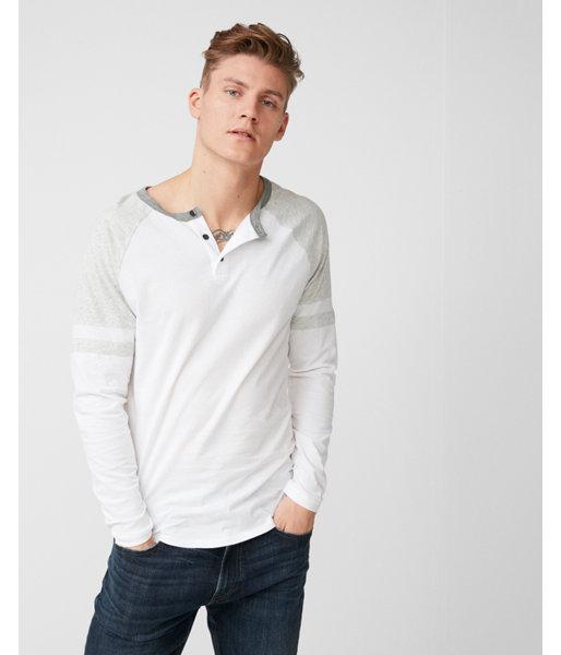 Express Mens Striped Raglan Sleeve Jersey Henley