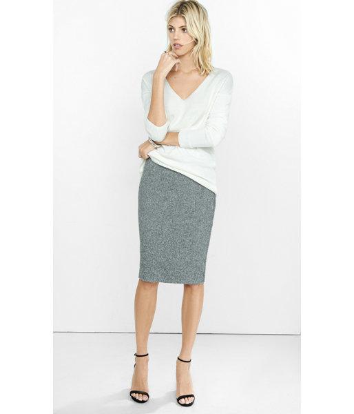 Express Women's Skirts Gray High Waisted Plush Jersey Pencil