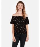 Express Womens Floral  Off The Shoulder Button Front Top