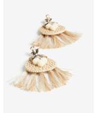 Express Womens Straw Tassel Statement Earrings